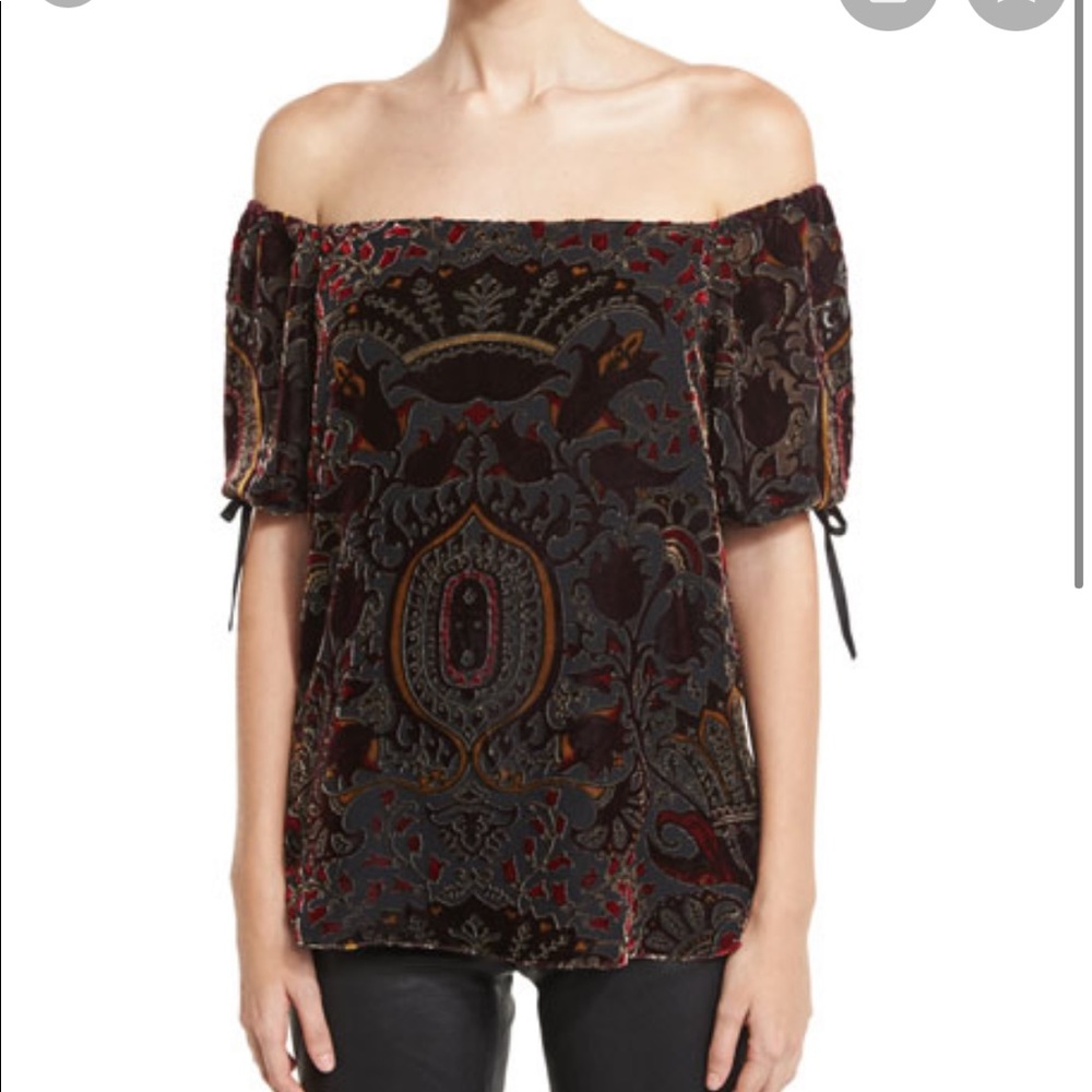 Alice and Olivia Alecia Velvet Burnout Blouse